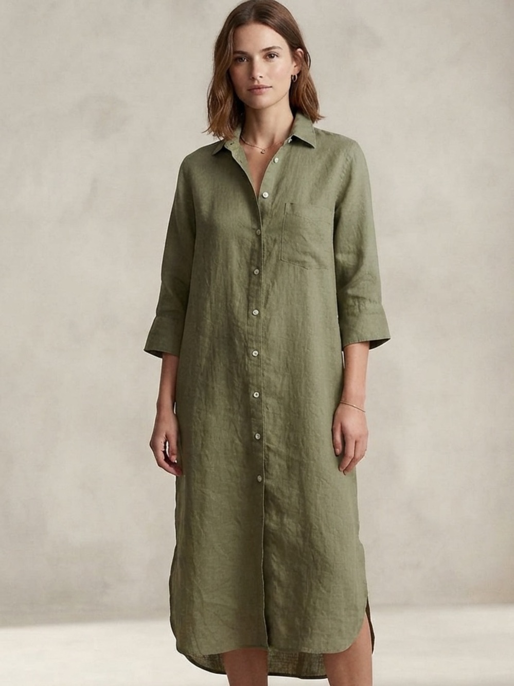 Zara Green Midi Dress Button Front Sz XS